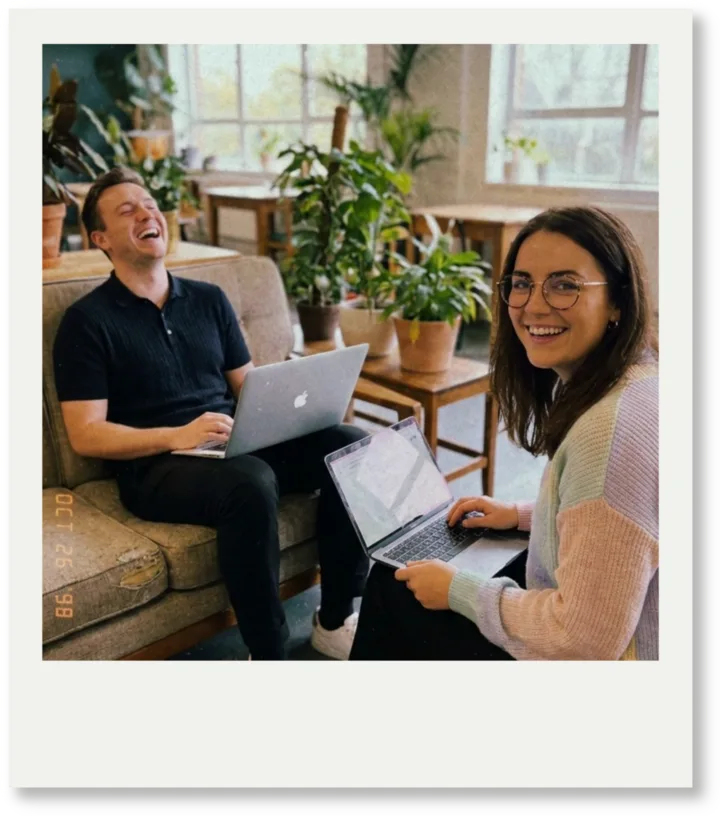 Two Seymourr team members collaborating