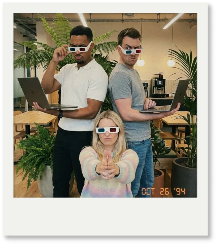 Members of the Seymourr team having fun in the office